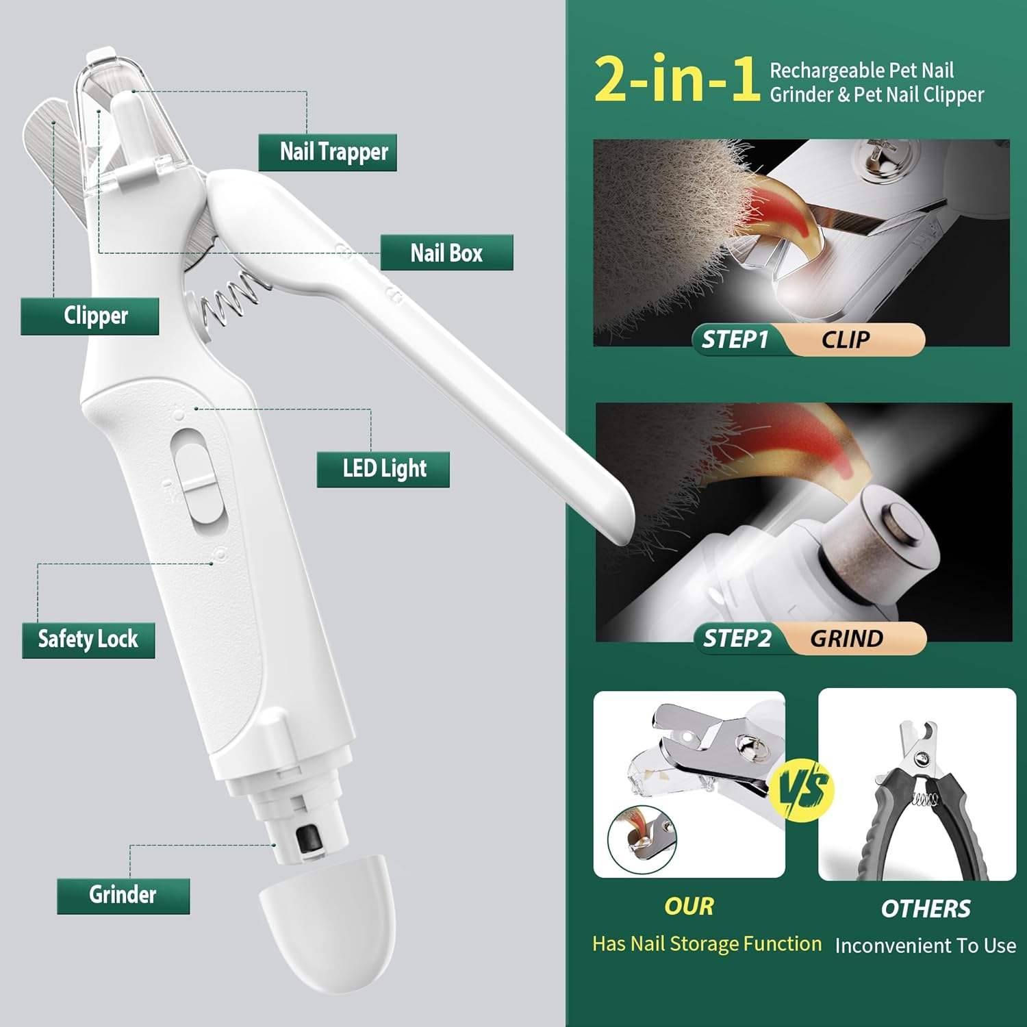 Cliply LED Pet Nail Clipper, See the Quick. Cut with Confidence.